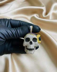 Pendentif Crâne Moissanite Iced Out, Bijou Hip Hop Bling, Pendentif Crâne Rapper pour Hommes, Bijou Gothique, Pendentif Cool Rock Punk - Product Image 5