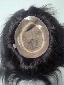 Toupee de Cabello Remy Indio Taz Premium Mirage, Base de Seda y PU, Prótesis Capilares para Hombre, Color Negro Natural, Textura Lisa, Múltiples Tamaños - Product Image 4