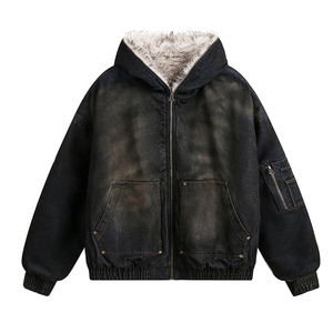 Sudadera con capucha unisex extragrande de felpa francesa gruesa, ecológica, transpirable, estilo urbano, con cremallera, logotipo personalizado, color negro lavado, 2026 - Product Image 2