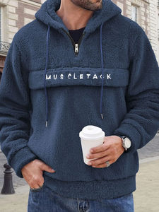 Sweat à capuche zippé personnalisé OEM brodé unisexe coupe ample en molleton épais avec imprimé lettres automne/polyester/coton - Product Image 6