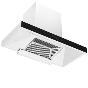 Cappa aspirante elettrica a parete WIE a forma di T, rivestita in titanio, finitura in acciaio inossidabile, classe energetica efficiente, 300W, con o senza condotto - Product Image 1