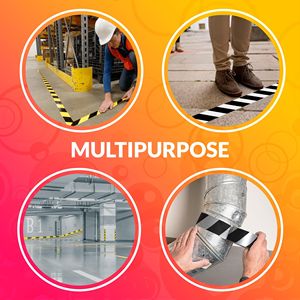 Ensemble de 16 rouleaux de ruban d'avertissement visible imperméable de 7 mil pour entrepôt-Marquage d'allée noir et blanc 3 pouces X 36 pieds Ruban de sécurité pour sol en vinyle - Product Image 5