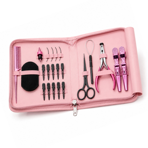 Premium Quality Hair Extension Beauty <b>Tool</b> Set With <b>Pink</b> Color Zipper Storage Case Wholesale Rate New Trendy Carry Case <b>Tools</b> - Product Image 1