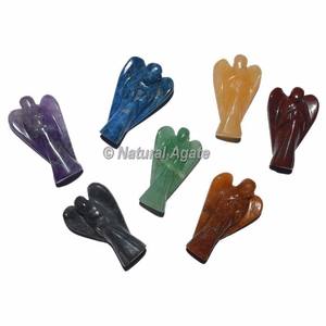 Vente en gros de statue d'ange en oeil de tigre en cristal naturel sculpté à la main de 2 pouces pour la décoration baguettes de massage européennes sculptées, magasin d'anges en pierre - Product Image 2