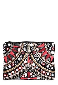 Mini bolso con cremallera elegante hecho a mano con cuentas bordadas y diseño de flores, joyería Premium elegante y hermosa de moda de la India - Product Image 4