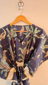 Robe kaftan en coton indien à imprimé floral animalier, vêtements de détente grandes tailles - Product Image 3
