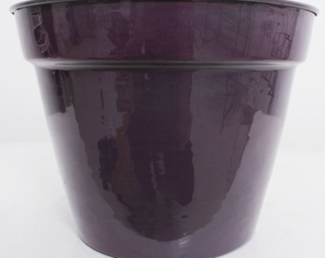 Pot de fleurs rond en métal aspect céramique bleu, effet plastique moderne émaillé, pour usage intérieur et extérieur - Product Image 5