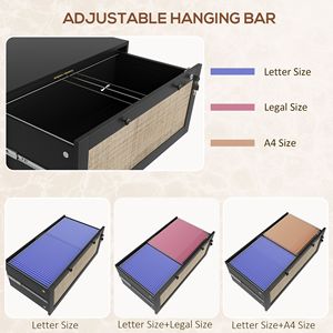 Armadietto Portadocumenti Nero Stile Boho a 2 Cassetti con Serratura, Formato Letter/A4/Legale, Barra Appendibile Regolabile, Assemblato per Uso in Palestra - Product Image 5