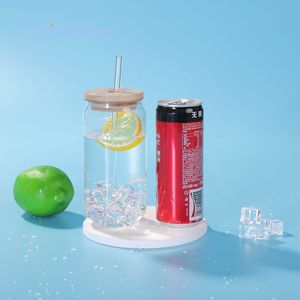 Verre à bière en sublimation de 16 oz avec couvercle en bambou et paille - Lot de 25 - Product Image 3