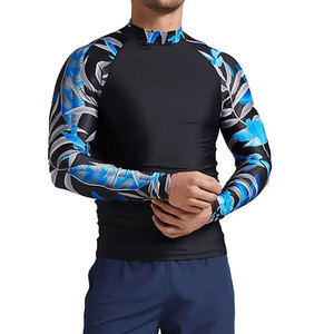 Haut de surf et de MMA pour homme à manches longues, anti-UV, séchage rapide, en Spandex et Polyester, imprimé par sublimation, motif floral bleu - Product Image 6