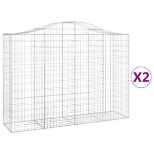 Ensemble de 2 grands paniers gabions en fer galvanisé argenté, élégants ornements de jardin - Product Image 2