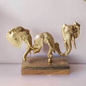 Golden <b>Elephant</b> Sculpture Figurine Handmade Artistic Tabletop <b>Decor</b> Feng Shui Animal Design Living Room Decoration - Product Image 2