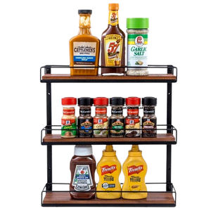 Modern Four-Tiered Iron Metal Spice Rack Black Finished Storage <b>Shelves</b> & <b>Units</b> <b>Corner</b> Cabinet Organizer Standing Type - Product Image 3