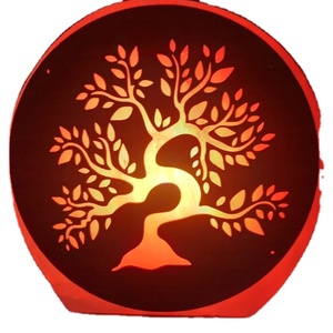 Célèbre arbre 3D 3D sculpté à la main rose himalayen sel lampe nautique ange pyramide panier fleur décoration artisanat naturel en gros - Product Image 1