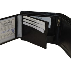 Coronet International Men's Genuine Leather <b>Trifold</b> <b>Wallet</b> with Multi-Card Slots and Zipper Closure Short Style - Product Image 1