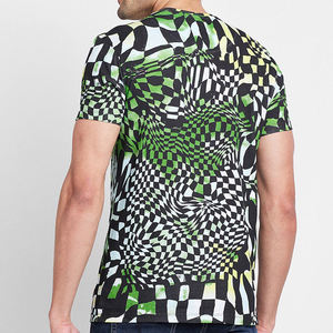 T-shirt à manches courtes pour homme, col rond, imprimé géométrique, coupe ajustée, décontracté, tricoté, respirant, tissu jersey imprimé numérique - Product Image 4