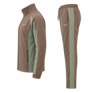 Ensemble de survêtement marron et vert, style sportif, entièrement zippé, unisexe, pour adulte, collection automne - Product Image 2