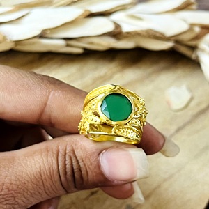 New Arrival Boho Floral Green Onyx <b>Ring</b> Ethnic Brass <b>Rings</b> Women 18k Gold Plated Starfish Band <b>Statement</b> Jewelry Wholesale/OEM - Product Image 6
