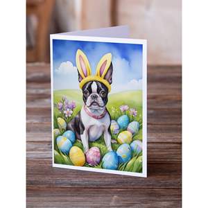 Whimsical Boston Terrier easter ไข่, A7 8ใบขนาด5x7โน๊ตการ์ดเปล่าพร้อมซองสำหรับทักทาย - Product Image 2