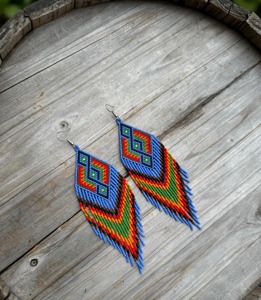 Pendientes Largos de Cuentas de Arroz Coloridas Estilo Boho, Geométricos, con Borlas, para Mujer - Product Image 1