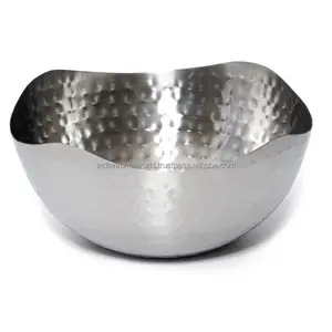 Silver hammered fruit serving bowl decorative modern metal cheap fruit server for home hotels and restaurants decor