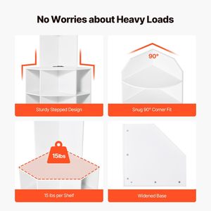 Mueble de Almacenamiento de Madera Independiente de 64 Pulgadas de Alto con 6 Niveles, Puertos USB y Tomas de Corriente, Estantes Ajustables para Sala de Estar - Product Image 5