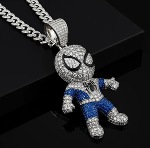 <b>Spider</b> <b>Man</b> Iced Moissanite Pendant 925 Sterling Silver <b>Gold</b> Plated Charm Necklace for <b>Men</b> Women Party Jewelry - Product Image 1