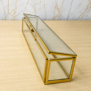 Handmade Brass Glass Box Rectangle <b>Wedding</b> Card Holder <b>Keepsake</b> Jewelry Organizer Box Vintage Clear Glass Display Decorative Box - Product Image 1