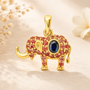 14K White Gold Plated Silver Elephant Pendant Sapphire and <b>Pink</b> CZ Round Cut Charm Jewelry Customizable <b>Necklace</b> For Women - Product Image 4