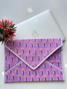Vintage Bohemian Floral Thread <b>13</b> <b>Inch</b> Cotton Quilted Foldable Durable <b>Laptop</b> Sleeve Comfortable Zipper Travel <b>Case</b> Customized - Product Image 3