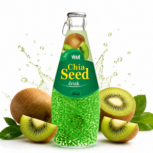 MUESTRA GRATUITA Puré de Jugo de Kiwi Fresco Real con Semillas de Chía Naturales 290ml Botella de Vidrio Premium Fruta Tropical Recién Exprimida - Product Image 1