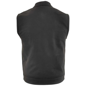 Chaleco de Motociclista Negro para Hombre, Cuello Alto, Cierre de Cremallera, Color Sólido, Prenda Exterior de Otoño, Corte Regular - Product Image 3