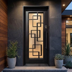 Royal Luxury Steel Entry Door with Iron Glass Modern Design Water Resistant Powder-Coated Finish Easy Assembly Exterior <b>Swing</b> - Product Image 3