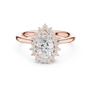 Anillo de Compromiso con Halo de Diamantes en Forma de Pera en Oro Rosa para Mujer, Joyería Romántica para Novia - Product Image 1