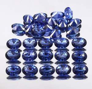 พลอยแซฟไฟร์สีน้ำเงินรอยัลทรงรี ผลิตในห้องปฏิบัติการ ผ่านการอบความร้อน สำหรับทำแหวน DIY และงานประดิษฐ์อัญมณี - Product Image 2