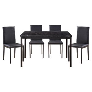 Black Faux Marble <b>Top</b> <b>Dining</b> <b>Table</b> Casual <b>Dining</b> Room Furniture with Metal Frame 1pc - Product Image 5
