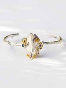 Bracelet en argent sterling 925 avec breloque branche de perle, bijoux de luxe de qualité supérieure pour femme, élégance artisanale, perle irrégulière - Product Image 3