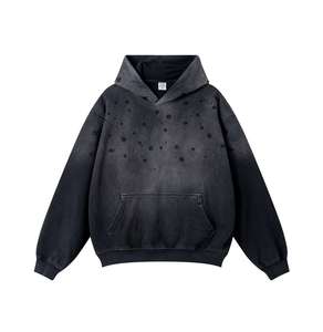 Sweat-shirt à capuche surdimensionné pour homme en coton French Terry, imprimé à pois, style décontracté pour l'automne - Product Image 1