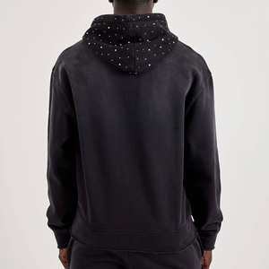 Vente en gros de sweats à capuche pour hommes personnalisés, épais, à fermeture éclair, avec patch brodé, impression sérigraphique, LOGO, strass et effet délavé à l'acide - Product Image 2