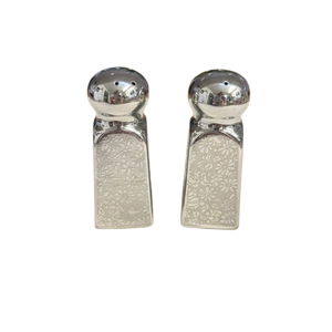 Salières et poivrières vintage plaquées argent, design texturé unique, mini-ustensiles de table en métal, objet de collection, décoration de cuisine, style cadeau - Product Image 4