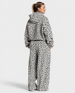 Sudadera con Capucha Completa para Mujer, Estampado de Leopardo Blanco y Negro, Transpirable, Ecológica, Manga Larga, Premium, Estilo Casual Urbano, Venta al por Mayor - Product Image 6
