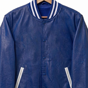 Veste en cuir bleue pour homme Alpha Fraternity, coupe classique, col rabattu et fermeture boutonnée, pour la vente en gros OEM - Product Image 6