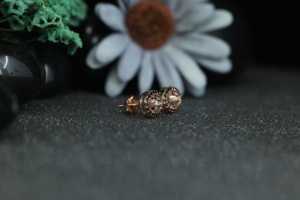 Rose Gold Black Halo Moissanite Stud <b>Earrings</b> 925 Sterling Silver | Unique Round Designer Screw <b>Back</b> <b>Earrings</b> Women Wholesale - Product Image 3