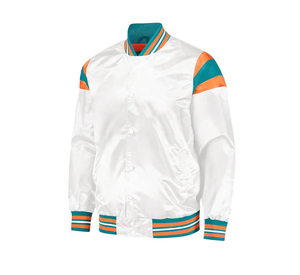 Vestes pour femmes avec logo personnalisé, veste bomber en satin avec poche, veste de baseball varsity pour femmes, vestes pour hommes - Product Image 1