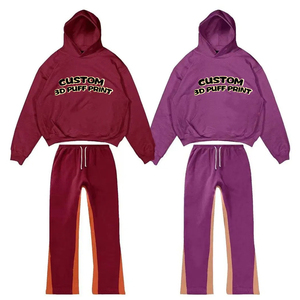 Conjunto Deportivo Glory Personalizado para Hombre, Estilo Y2K, Sudadera con Capucha de Felpa de Algodón Grueso, Pantalones con Corte Acampanado, Estampado 3D, Venta al Por Mayor - Product Image 1