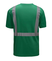 T-shirt de travail unisexe haute visibilité réfléchissant vert et noir, vêtement de sécurité avec poche et bandes, certifié CE