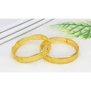 wholesale Dubai Special Women Golden Screw Bangle Brass Fashion Jewelry Gold Plated Filled Bracelet and Hot Sale Arabic quality