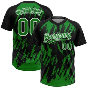 Top Rated Green Black Softball Team Jersey <b>Athletic</b> Fit Quick Dry Bird Eye Mesh Custom Branding Bulk Orders Shirt - Product Image 1