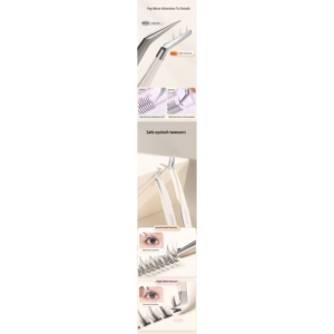 Pinzas para Extensión de Pestañas con Punta de Fibra, Pinzas de Precisión para Aislamiento de Volumen, Pinzas para Cejas con Nanotecnología, Pinzas para Pestañas de Maquillaje - Product Image 1