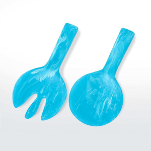 ช้อนตักสลัดเรซิ่น ทำด้วยมือ ลายหินอ่อนและลายวนสีฟ้า - Product Image 4